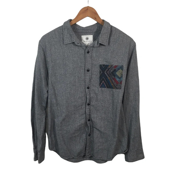 BF427 Men’s On The Byas Trendy Aztec Pocket Button Down Shirt L - Picture 1 of 4